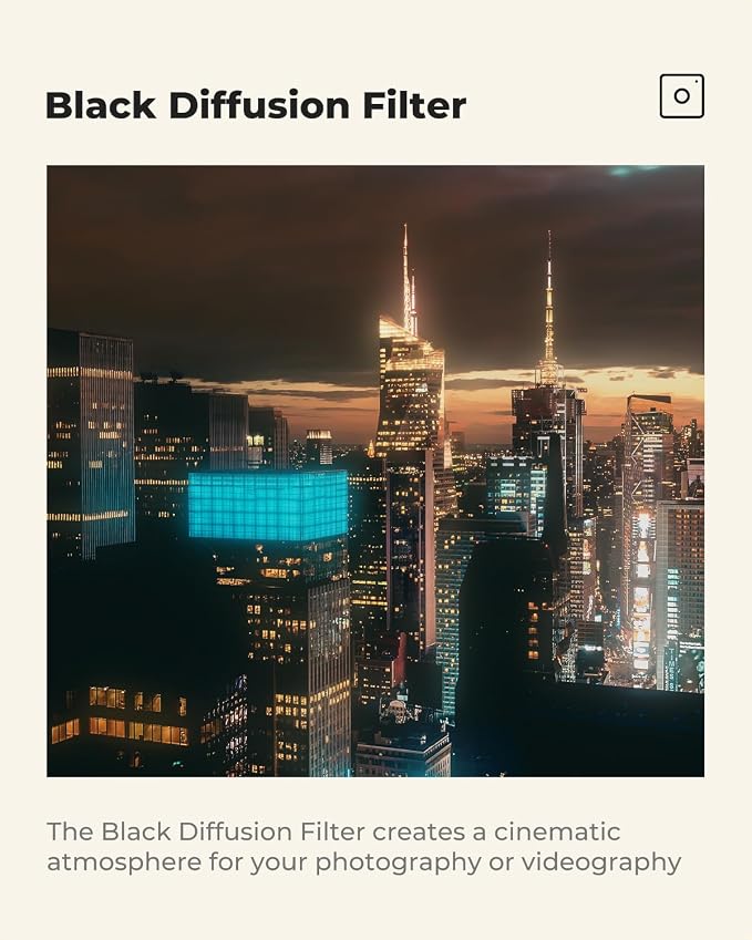 K&F CONCEPT 95mm Black Diffusion 1/4 Filter Mist Cinematic Effect Filter - Image 4