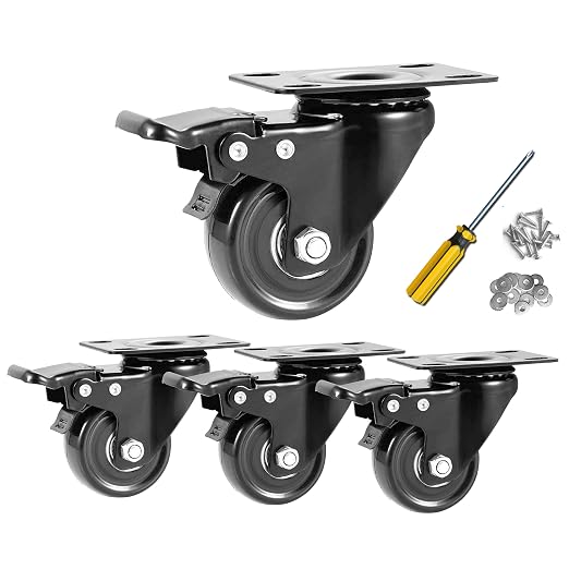 Swivel Caster Wheels 600lbs, 2 Inch Casters Set of 4, Heavy Duty by YAEMIKY