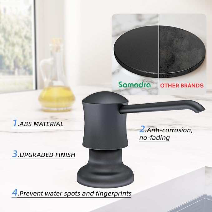 SAMODRA Kitchen Soap Dispenser Refill from The Top Countertop Kitchen Bathroom Soap Dispenser with 12 OZ Bottle