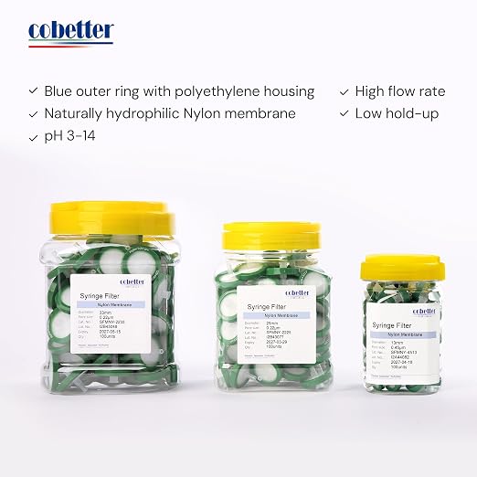100 Pack Syringe Filter Nylon Lab Filters 0.45μm Pore Size 13mm Diameter - Image 3