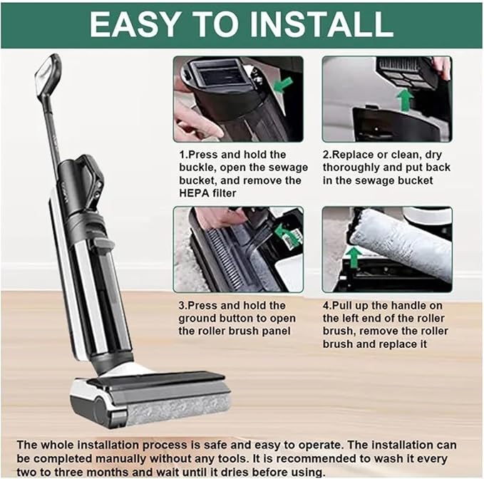 Hand-held Floor Scrubbers Roller Brush Hepa Filter Parts。Compatible - Image 4