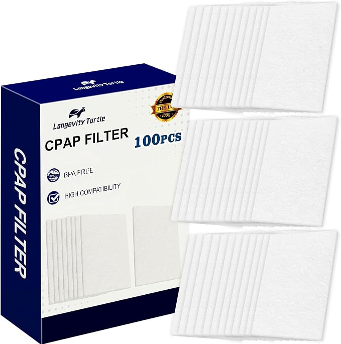 100 Packs Universal CPAP Filters Compatible by Longevity+Turtle