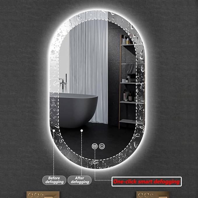 Irregular Bathroom Mirror with 3 Colour LED Light, Wall Mounted Makeup Mirror - Image 3