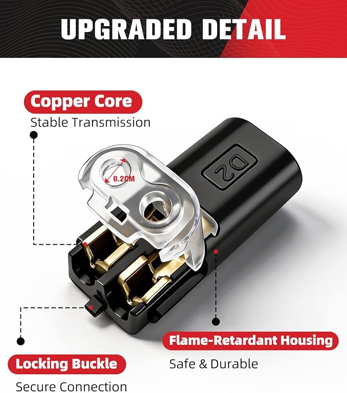 100pcs Double Wire Plug in Connector, 18-22AWG 2 Pin Low Voltage Wire Connectors - Image 5