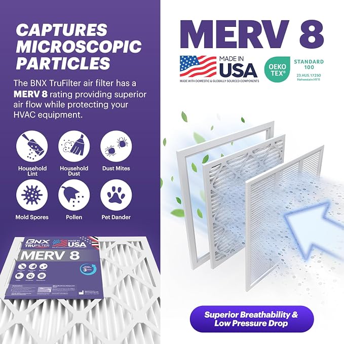 BNX TruFilter 12x30x1 Air Filter MERV 8 - Image 3