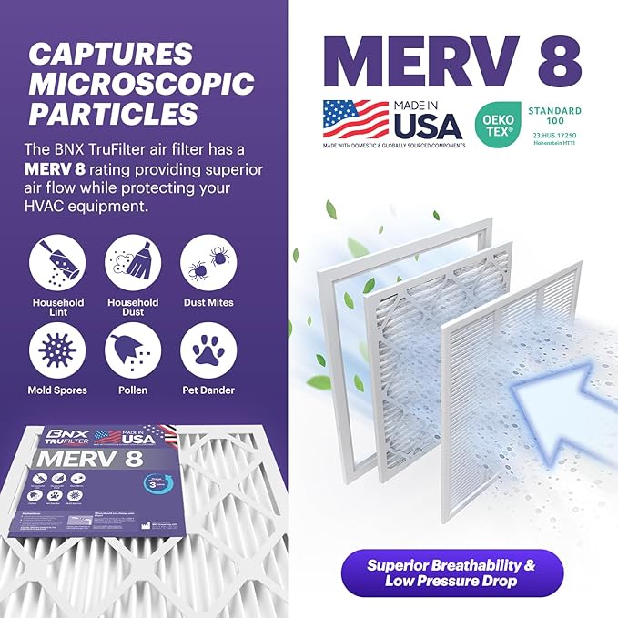 BNX TruFilter 24x30x1 Air Filter MERV 8 - Image 3