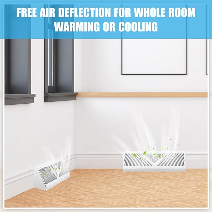 Yaocom 4 Pcs Baseboard Register Vent 15 Inch Duct Opening Size Baseboard Vent - Image 5
