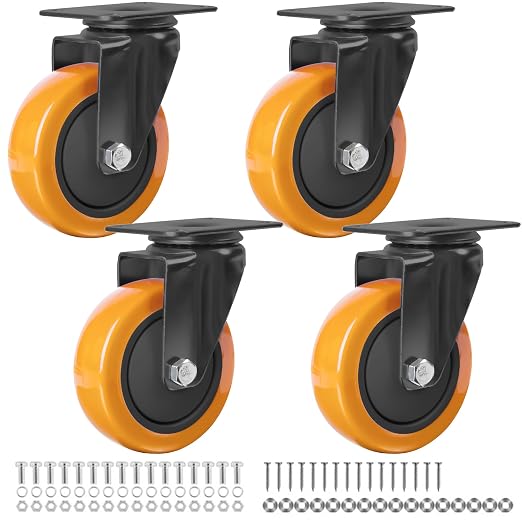 Finnhomy 4” Inch Swivel Casters Wheels Set of 4 Plate Casters Heavy Duty by Finnhomy