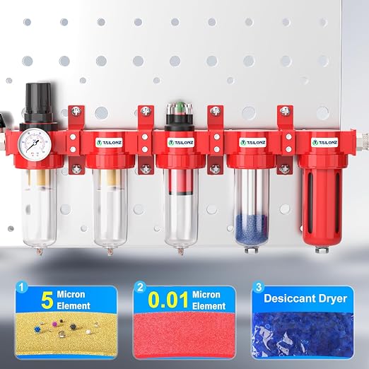 TAILONZ PNEUMATIC 0-150PSI 1/2 Inch NPT Red Industrial Grade 5 Stage Air Drying - Image 4