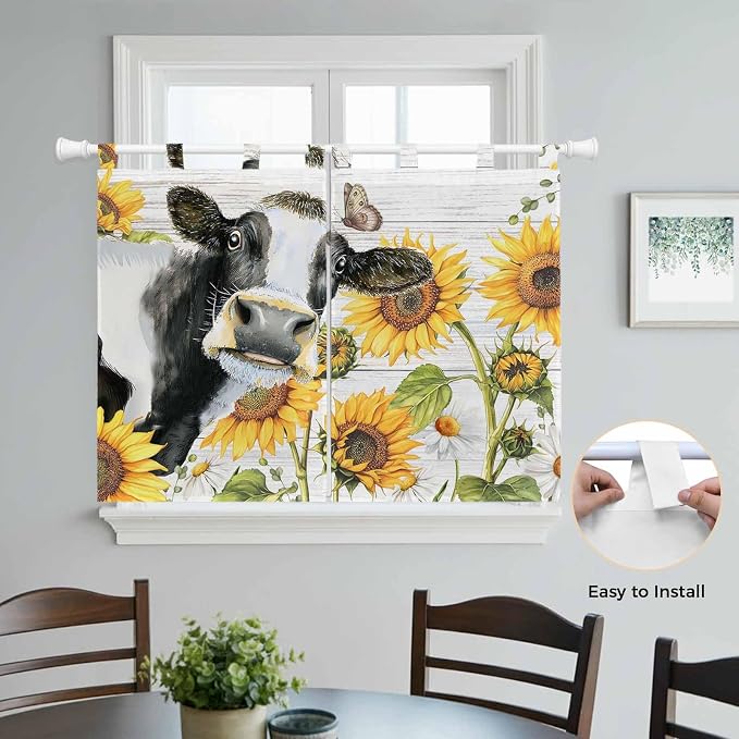Retro Farmhouse Floral Kitchen Curtains 45 Inch Length, Short Cafe Window - Image 4
