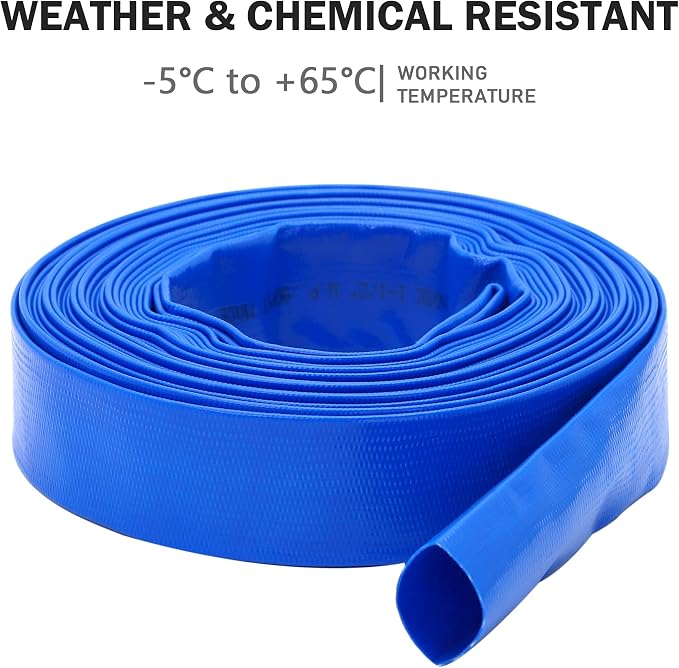 DAVCO 2.5" x 100 ft Pool Backwash Hose, Heavy Duty Reinforced Blue PVC Lay Flat - Image 5