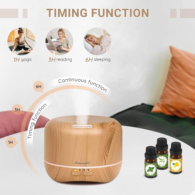 Homeweeks 300ml Essential Oil Diffuser, Quiet Aromatherapy Mist Diffusers - Image 4