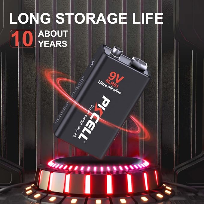 PKCELL 9 Volt Batteries 12 Pack, 9V Batteries Ultra Alkaline 6LR61 9V Battery - Image 7