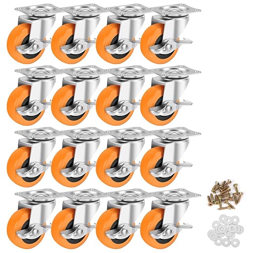 2.5 Inch Caster Wheels, Casters Set of 16, Heavy Duty Caster by BOSGEOT