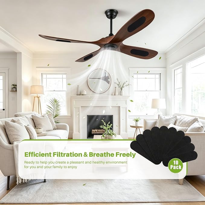 Fanluter 10 Pack Ceiling Fan Filters, Pet Fresh Fan Blade Air Purifier Pads - Image 2
