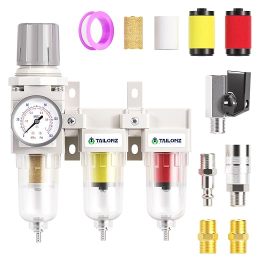 TAILONZ PNEUMATIC 0-150PSI 1/4 Inch NPT Grade 3 Stage Air Drying System by TAILONZPNEUMATIC
