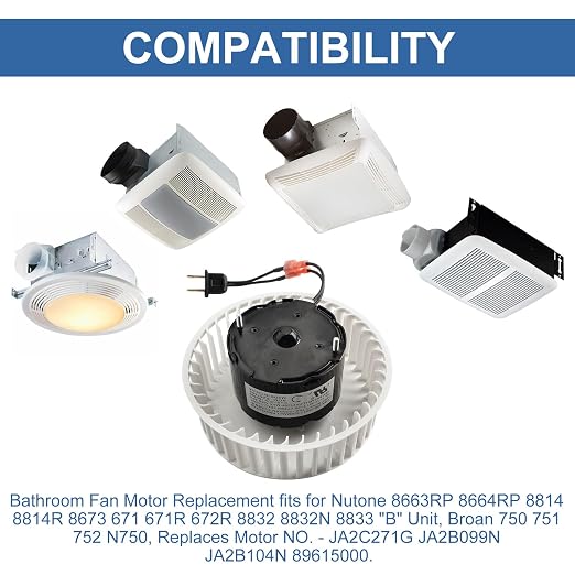 Upgrade 8663RP 8664RP Bathroom Fan Motor Replacement & Fan Blower Wheel - Image 3