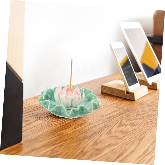 Creative Lotus Ceramic Incense Stick Holder Tray Handmade Lotus Base Incense - Image 5