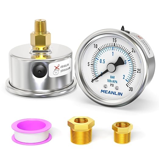 MEANLIN MEASURE 0~30Psi Dry Low Pressure Gauge Stainless Steel 1/8" NPT 2" FACE by MEANLINMEASURE