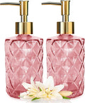 Glass Soap Dispenser with Pump, Soap Dispenser, Lotion Dispenser for Dishwashing Liquid, Lotion Shower Gel (Pink)
