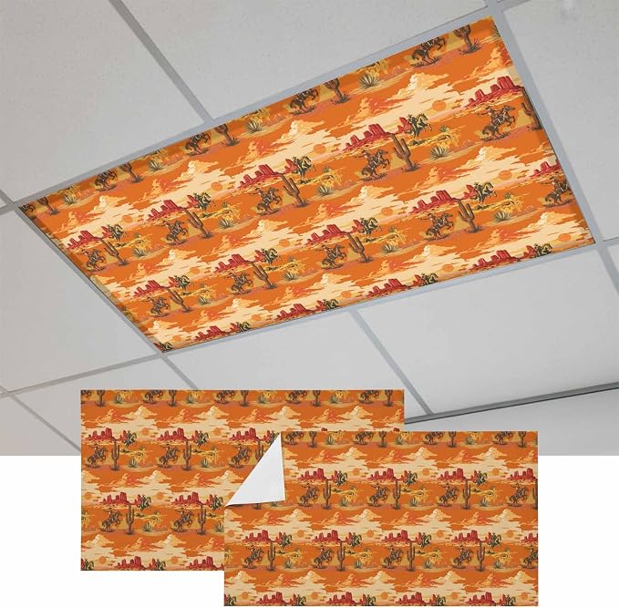 Tropical Plant Cactus Fluorescent Light Covers 2 Pack Western Cowboy Horse by Unknown