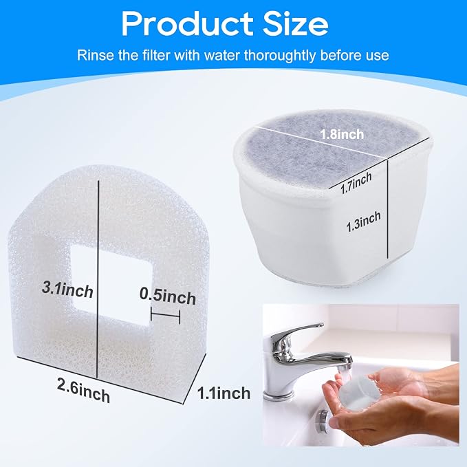 12+12 Pack Cat Water Fountain Filter, Pre-Sponge & Replacement Carbon Filters - Image 5