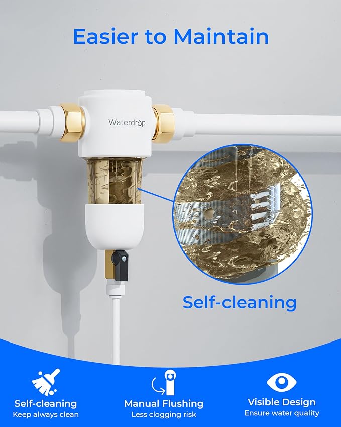 Waterdrop Spin Down Sediment Filter, Reusable Whole House Water Filter System - Image 5
