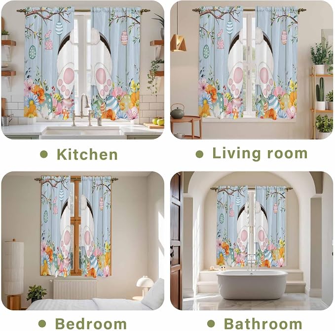 Easter Window Curtains 63 Inch Long 2 Panel Set, Rod Pocket Bedroom Curtains & - Image 8