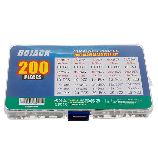 BOJACK 15 Values 200 pcs Fast-Blow Glass Fuses Assortment Kit 5x20mm 250V 1 5 - Image 3