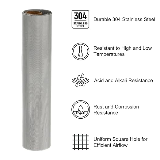 PATIKIL 40" L x 16" W Woven Wire Mesh, 100 Mesh 304 Stainless Steel Air Vent - Image 3