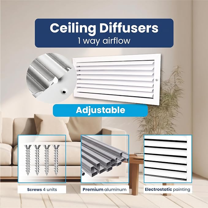 Aluminum 1-Way Air Vent Cover 20x8 Wall or Ceiling Register Multi-Shutter - Image 4