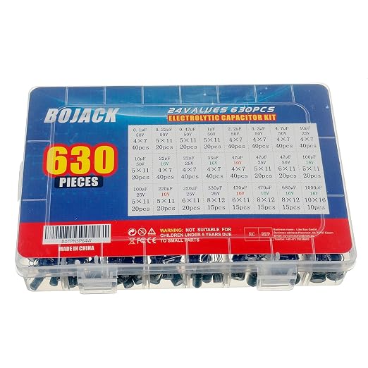 BOJACK 24Value 630pcs Aluminum Electrolytic Capacitor Assortment Box Kit Range - Image 3
