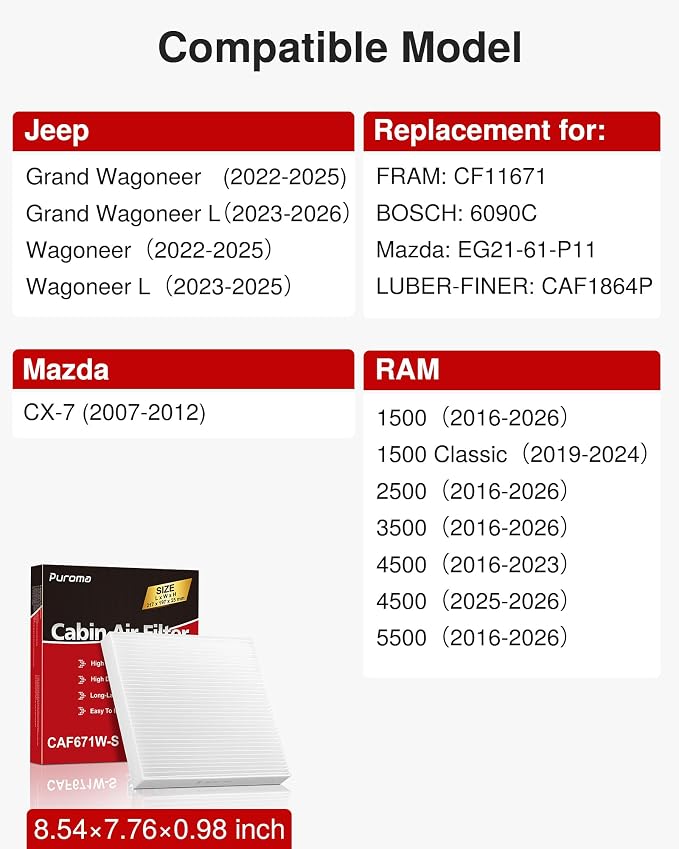 Puroma Cabin Air Filter, Replacement - Image 2