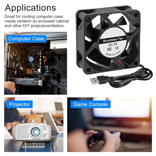 2Pcs 60mm 6025 Fan 60x60x25mm 5V Computer Cooler Fan 6cm Dual Ball Bearing USB - Image 6