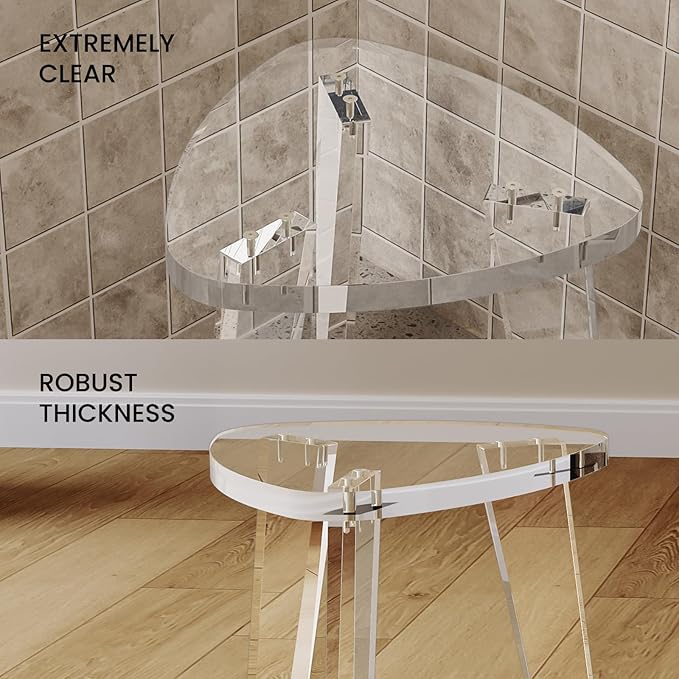 Acrylic Corner Shower Stool for Shaving Legs 11.65" D X 11.94" W X 12.2" H, Heavy Duty Shower Foot Rest, for Inside Shower, Waterproof Non-Slip