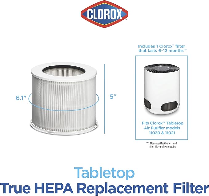 Clorox Tabletop Air Purifier True HEPA Replacement Filter, 200 Sq. Ft. Capacity - Image 7