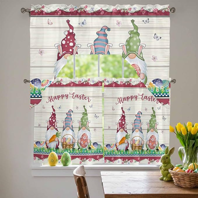 Swag Valance Curtains, Happy Easter Gnomes - Image 3