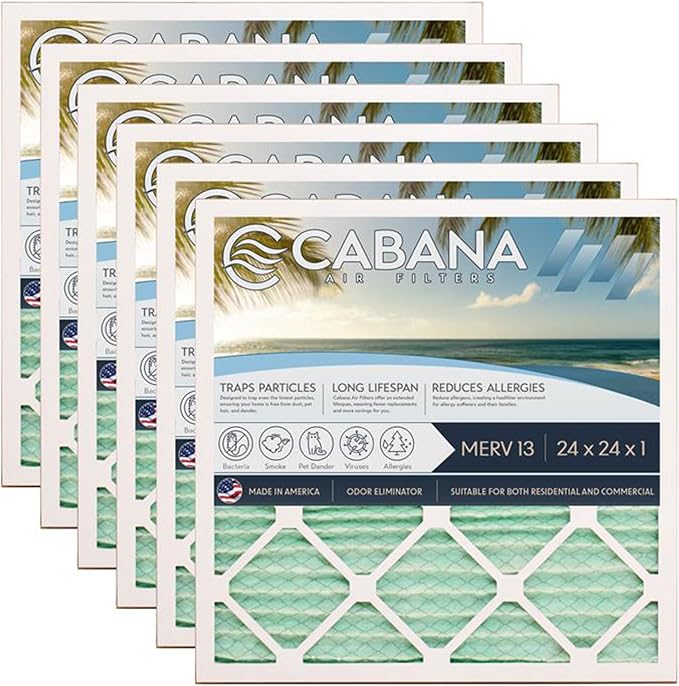 Cabana Filters 6-Pack 24x24x1 MERV 13 AC Furnace Air Filter by CabanaAirFilters