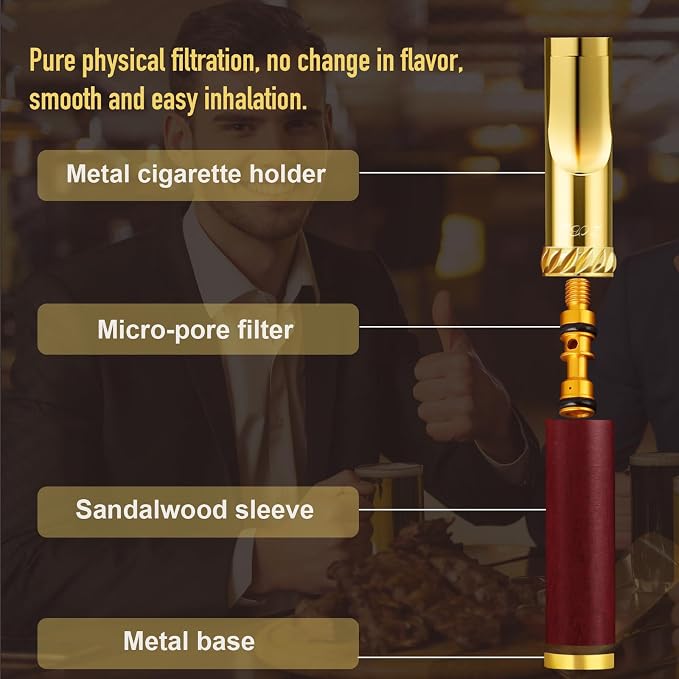 Reusable Washable Cigarette Filter Handcrafted Wood Metal Smoking Cigarette - Image 5