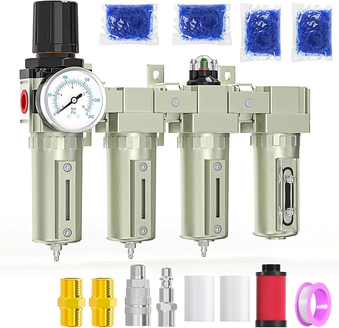 4 Stage Air Drying System 3/4" NPT Heavy Duty Industrial Grade, Coalescing by MEANLINMEASURE