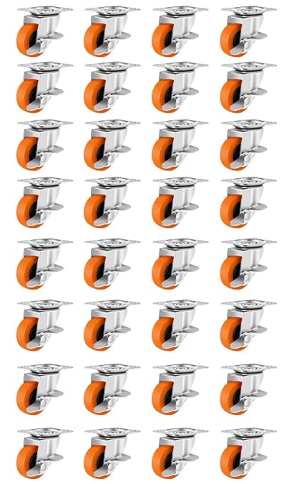 Caster Wheels, 3 Inch Casters Pack of 32, Locking Castors by BOSGEOT