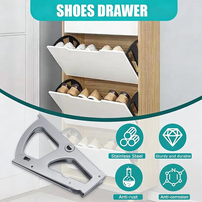 Litoexpe 1 Layers Silver Shoes Drawer Cabinet Hinges, Stainless Steel Shoe - Image 5