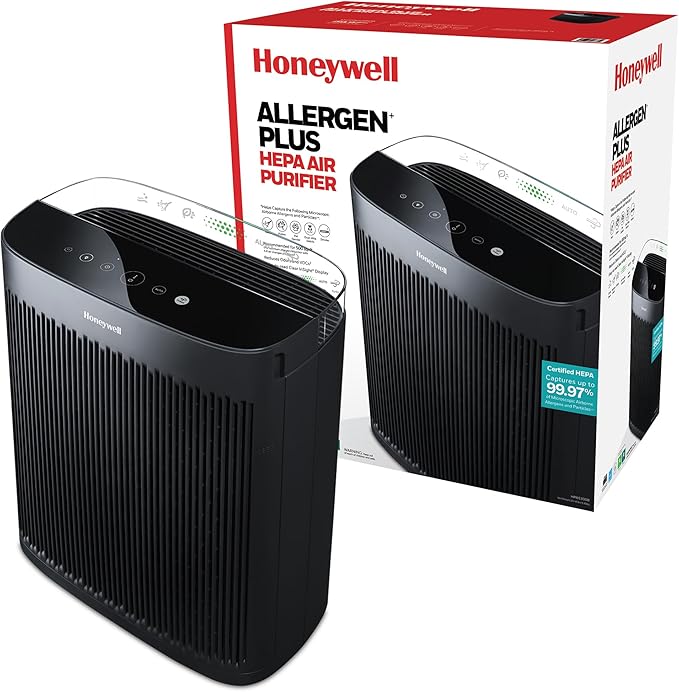 Honeywell HEPA Air Purifier for Home, 2423 Ft² Rooms in 1 Hour, Air Quality by HoneywellPluggedIn