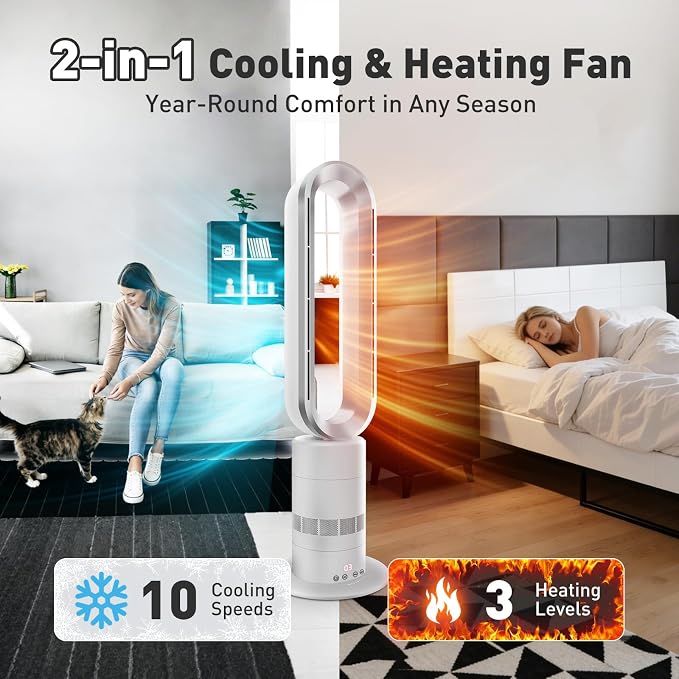TP18Pro Bladeless Tower Fan and Heater Combo, 71° Oscillation, 35 dB Low Noise - Image 4