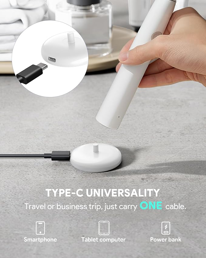 Portable Charger Base Compatible with Philips Sonicare Electric Toothbrush HX Series, Ultra-Thin Type C Travel Charger for Philips HX3000/ HX6000/ HX8000/ HX9000 Series, White