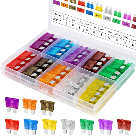YNZDRWA 80Pcs Standard Fuse Kit, Upgraded Car Fuses Assortment Kit by Unknown