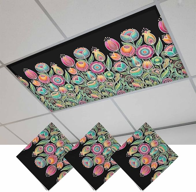 Fluorescent Light Covers for Ceiling Lights Colorful Flowers Magnetic Light by Home+L6
