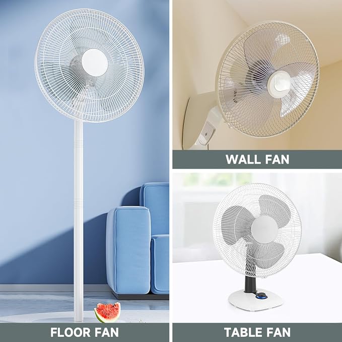 16 inch Plastic Fan Blade with Nut Cover, 3-Blade Replacement Part - Image 2