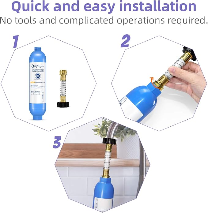 lifeegrn RV Water Filter with Hose Protector, Inline Water Filter, Chlorine and - Image 4