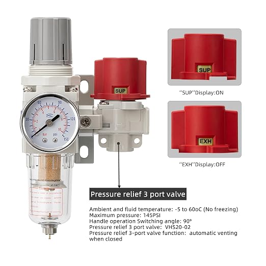 Pneumatic Air Compressor Filter Regulator Combo 1/4" NPT 0-150 PSI, Pressure - Image 6